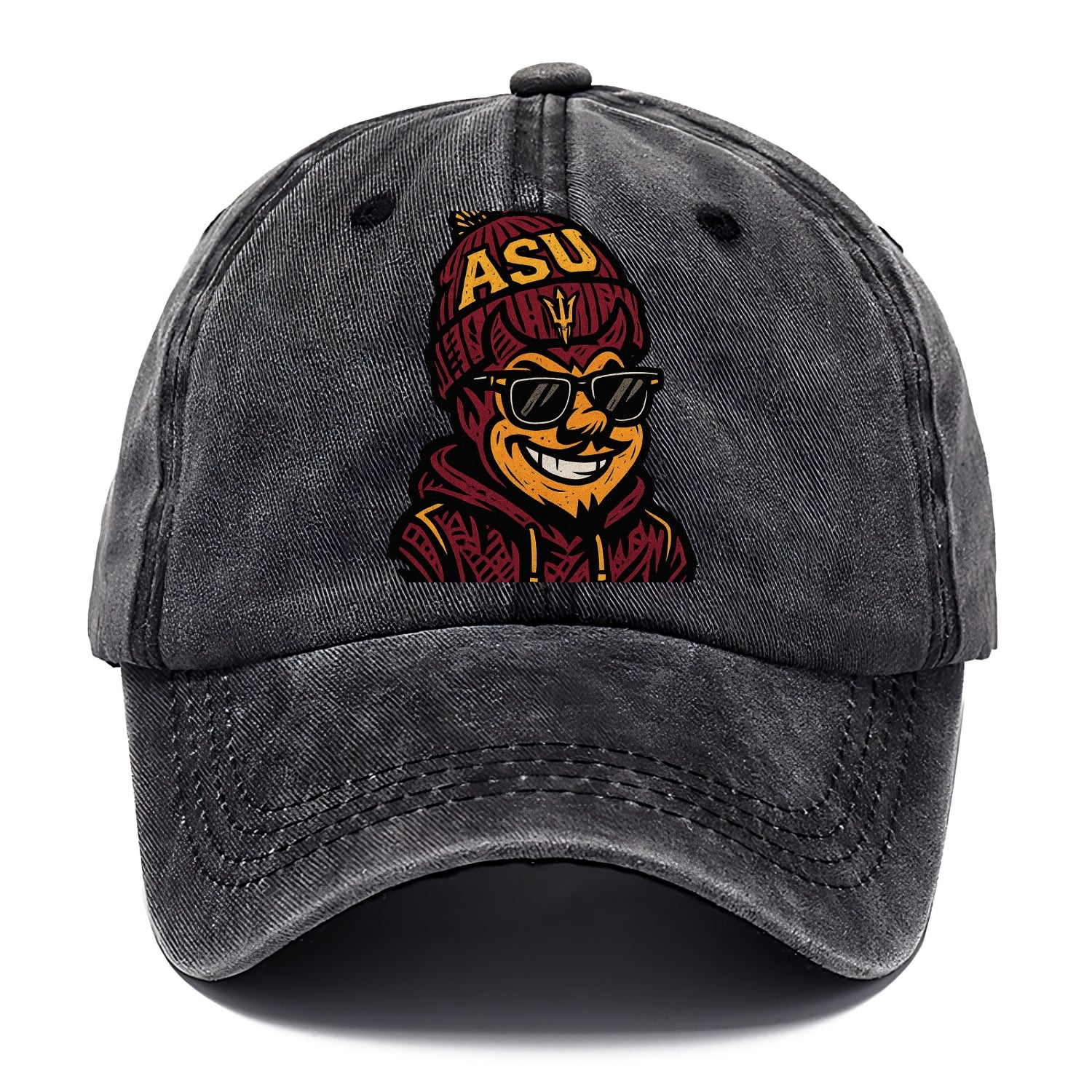 Tempe Sparky wearing Arizona State beanie with fork patch - Classic Cap - Graphite