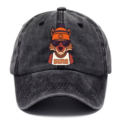 Arizona Coyote wearing Suns beanie with desert sun patch and wayfarer sunglasses - Classic Cap - Graphite