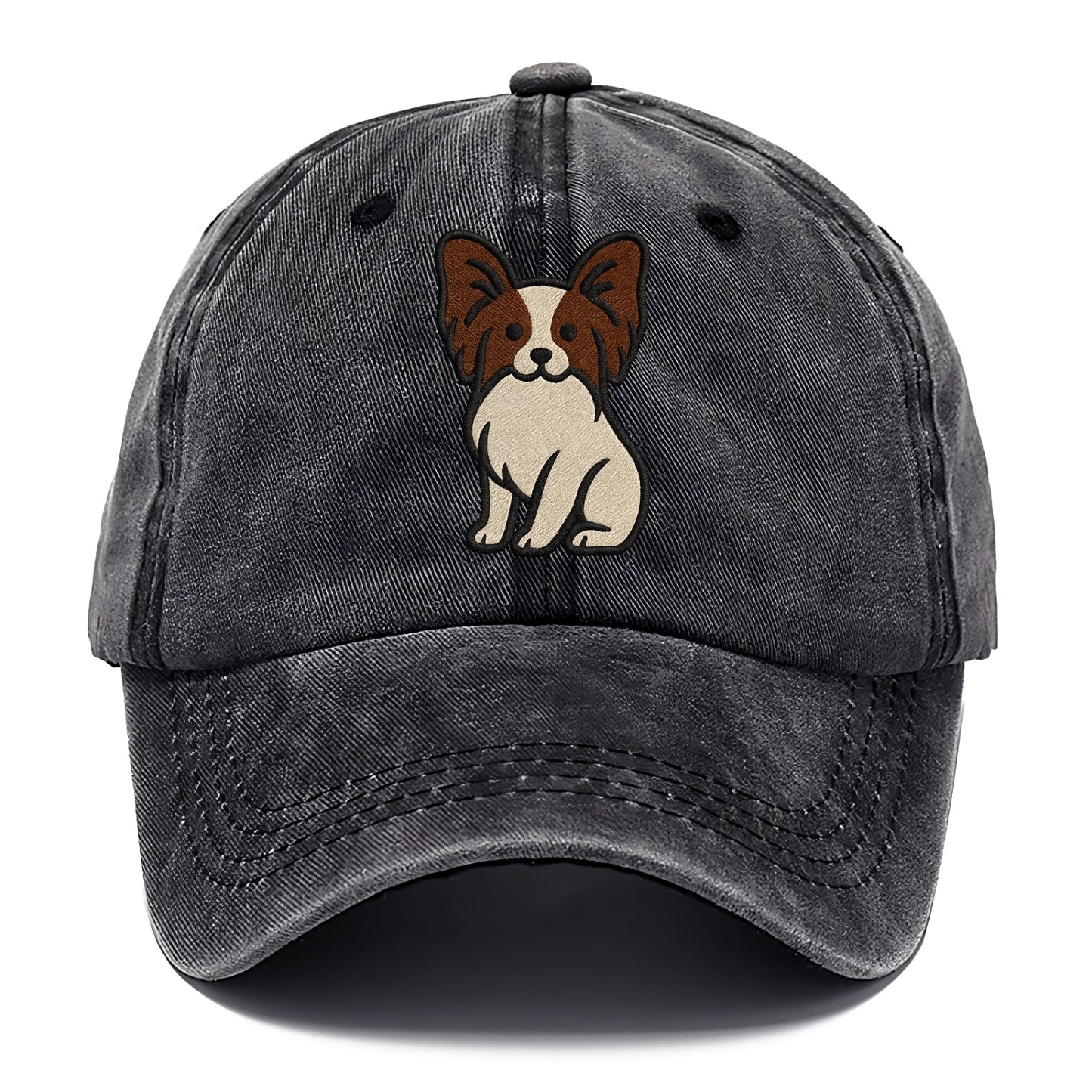 Papillon - White with brown ears sitting Classic Cap - Graphite
