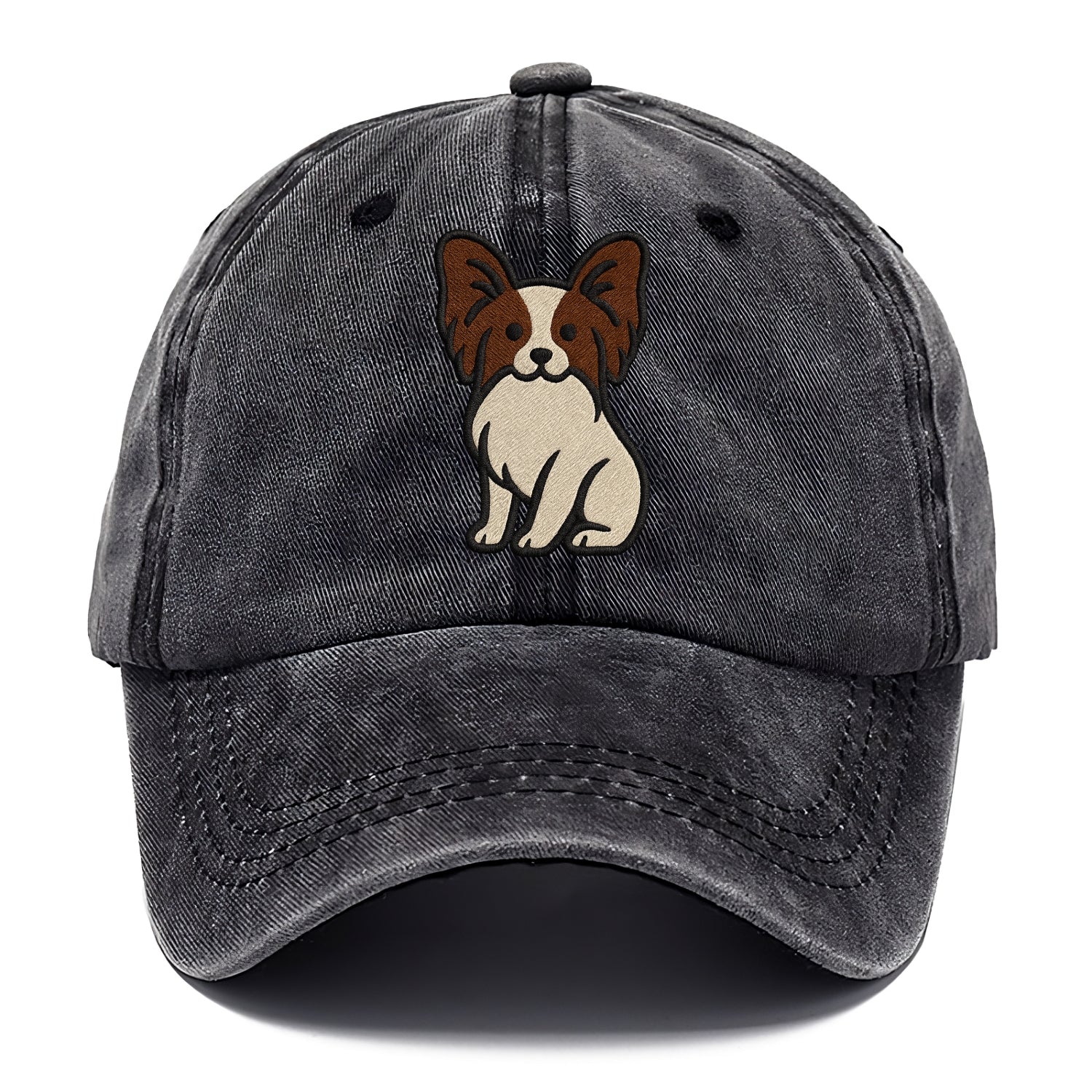 Papillon - White with brown ears sitting Classic Cap - Graphite