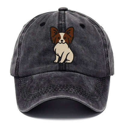 Papillon - White with brown ears sitting Classic Cap - Graphite