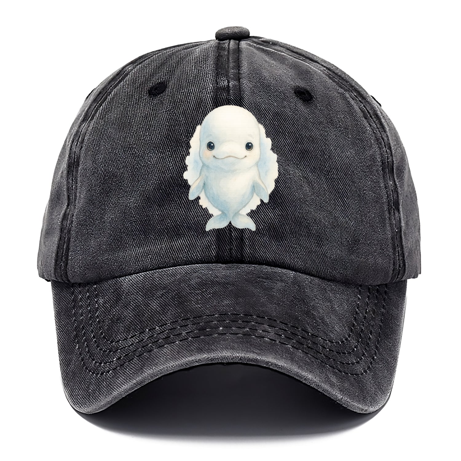 Baby Beluga Whale - pure white, rounded forehead, small eyes with big personality, - Classic Cap - Graphite