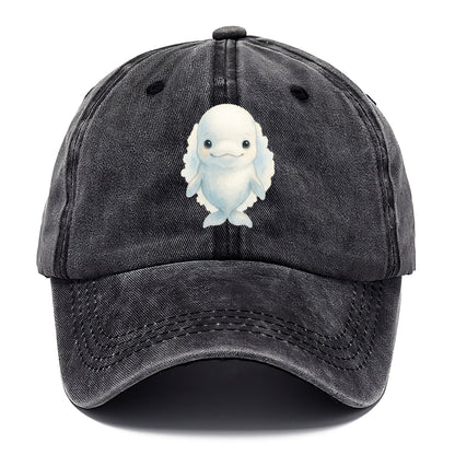 Baby Beluga Whale - pure white, rounded forehead, small eyes with big personality, - Classic Cap - Graphite
