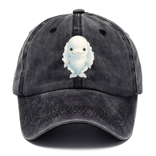 Baby Beluga Whale - pure white, rounded forehead, small eyes with big personality, - Classic Cap - Graphite