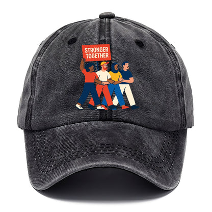 Peaceful protesters marching with linked arms - "Stronger Together" - solidarity - Classic Cap - Graphite