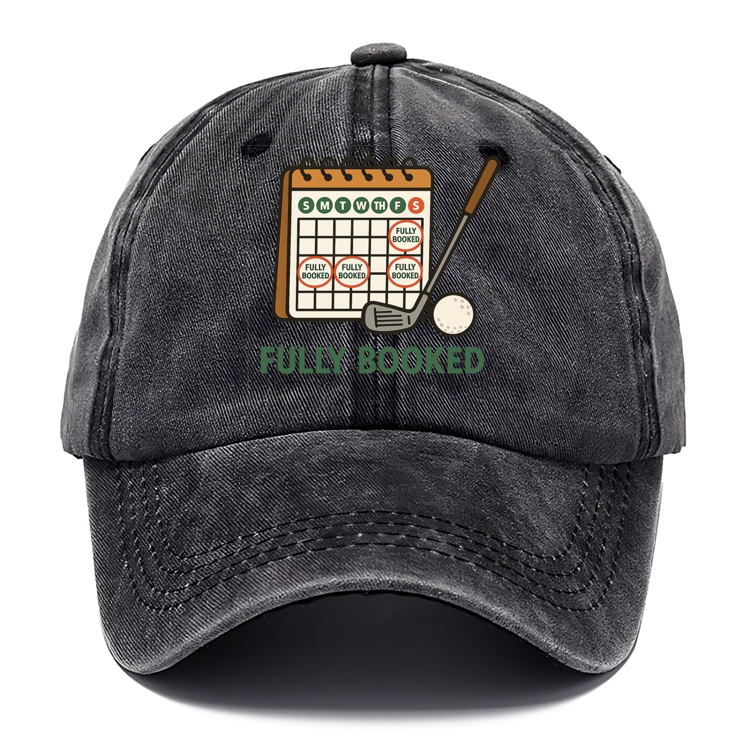Calendar with every weekend marked for golf - "Fully Booked" - golf obsession - Classic Cap - Graphite