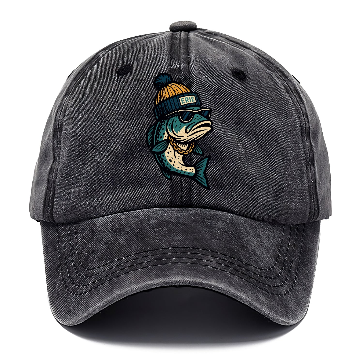 Erie Lake Trout wearing Erie beanie with - Classic Cap - Graphite