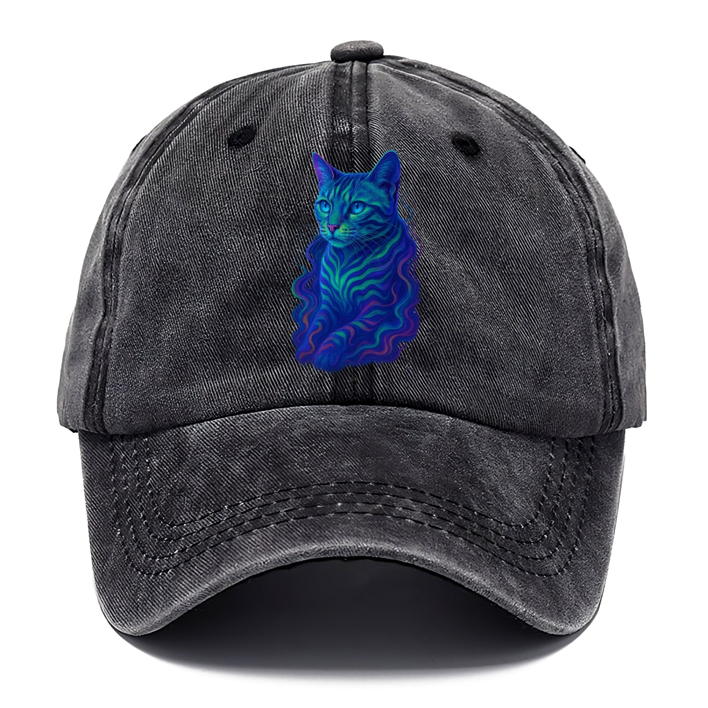 Exotic Bengal cat with aurora borealis colors flowing through its stripes, green and - Classic Cap - Graphite