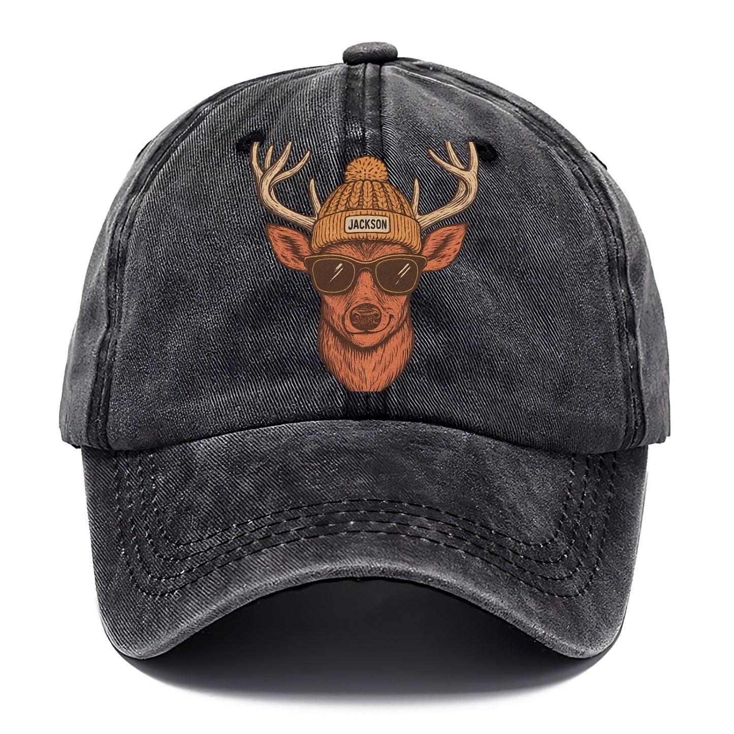 Mississippi White-tailed Deer wearing Jackson beanie with pom pom and wayfarer - Classic Cap - Graphite