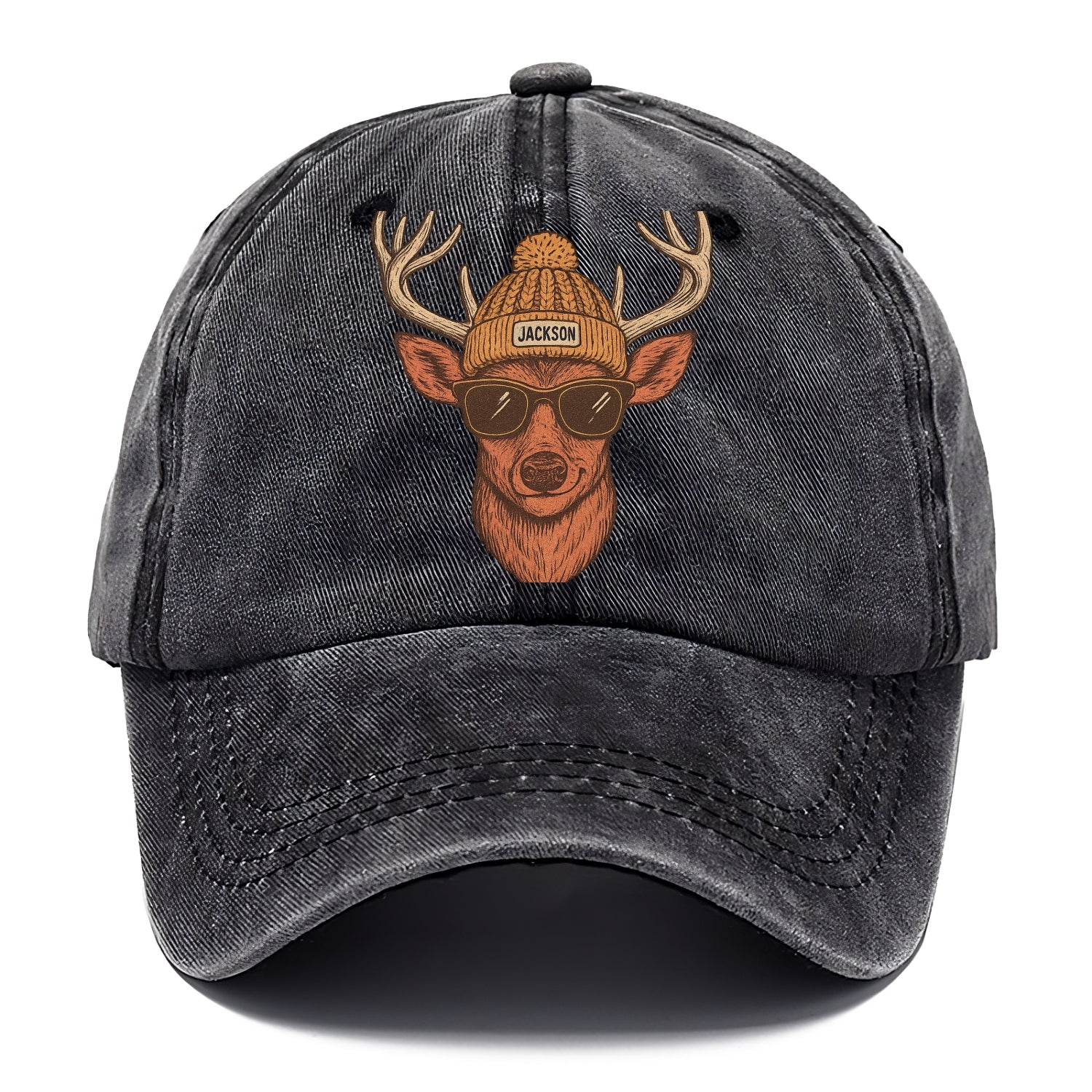 Mississippi White-tailed Deer wearing Jackson beanie with pom pom and wayfarer - Classic Cap - Graphite