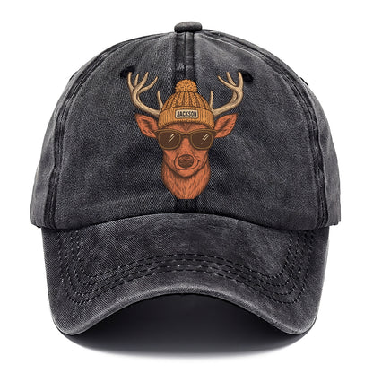 Mississippi White-tailed Deer wearing Jackson beanie with pom pom and wayfarer - Classic Cap - Graphite