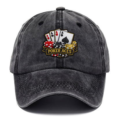 Embroidered patch design - POKER ACES - four aces with chips in red, black and gold - Classic Cap - Graphite