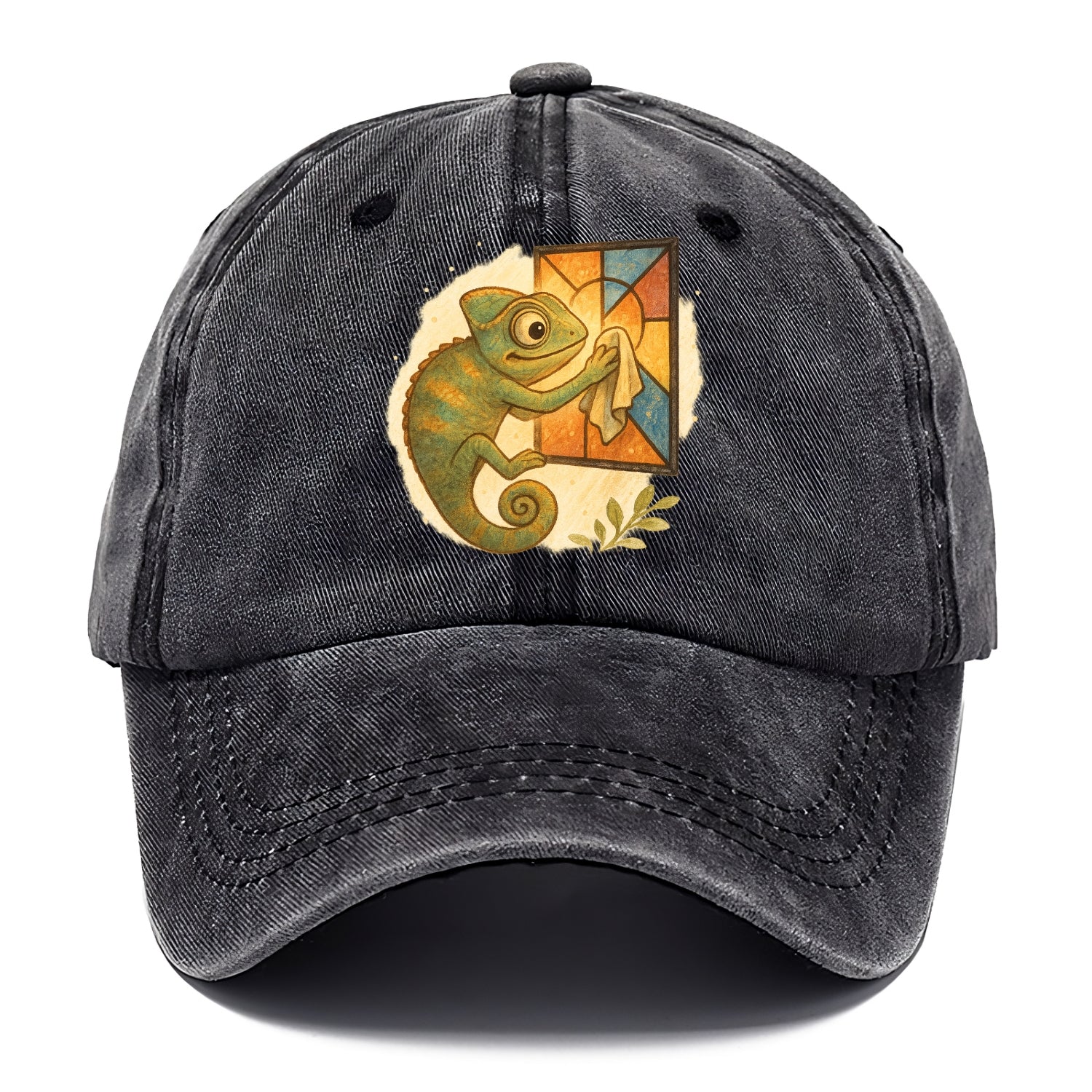 Chameleon blending into a stained-glass window it is polishing with delicate cloths - Classic Cap - Graphite