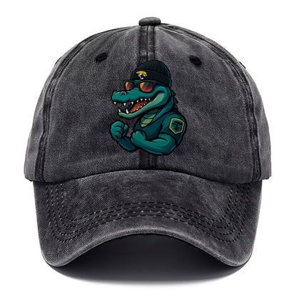 Jacksonville Alligator wearing Jaguars beanie with swamp patch and wayfarer sunglasses - Classic Cap - Graphite