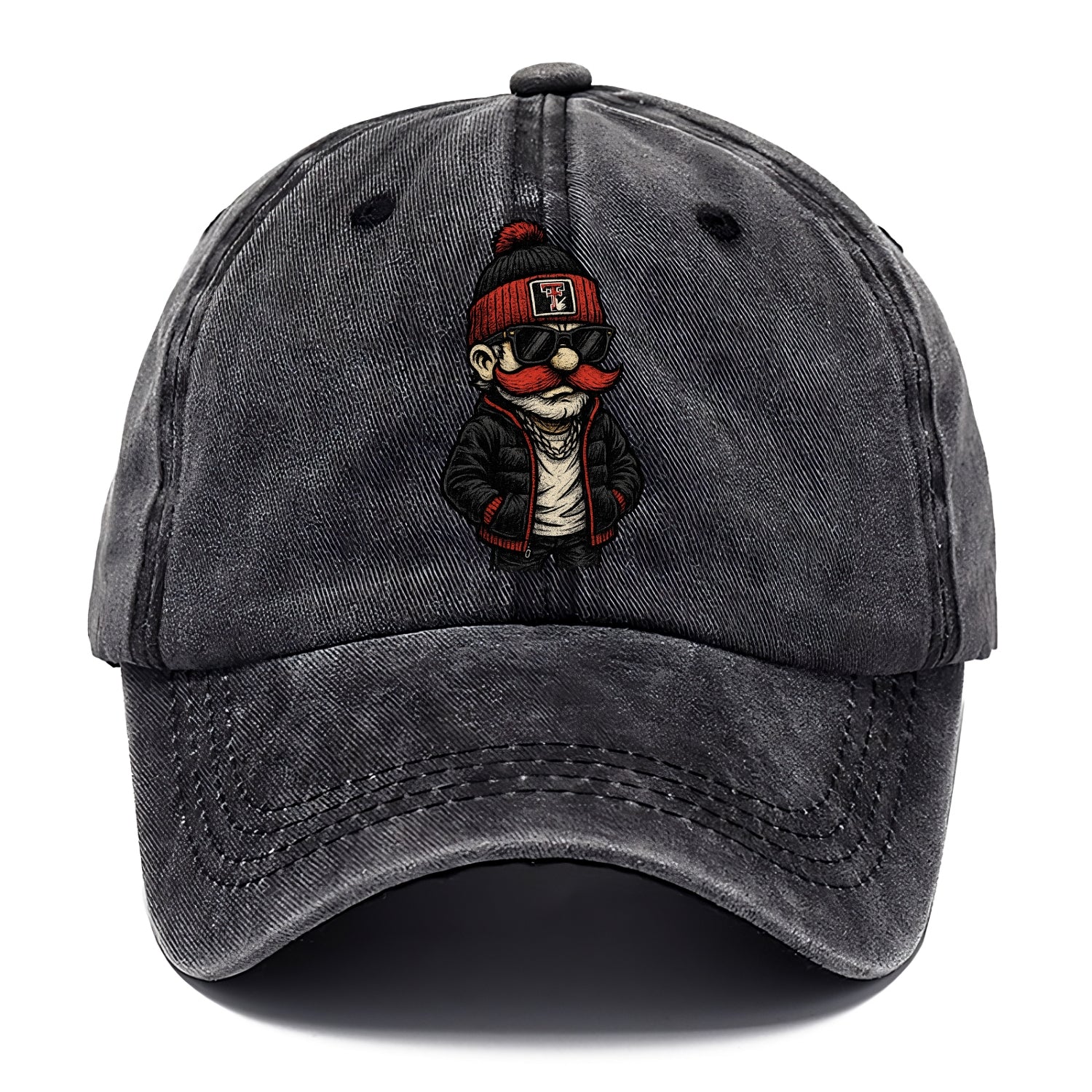 Lubbock Raider wearing Texas Tech beanie with guns up patch - Classic Cap - Graphite