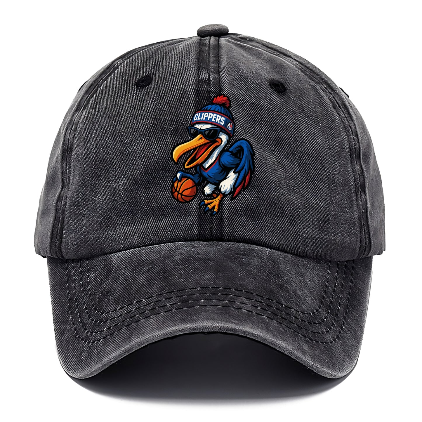Los Angeles Pelican wearing Clippers beanie with sailboat patch and wayfarer - Classic Cap - Graphite