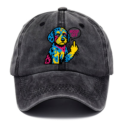 Aussiedoodle with merle patches and curly coat, playful smart paw raised - Classic Cap - Graphite