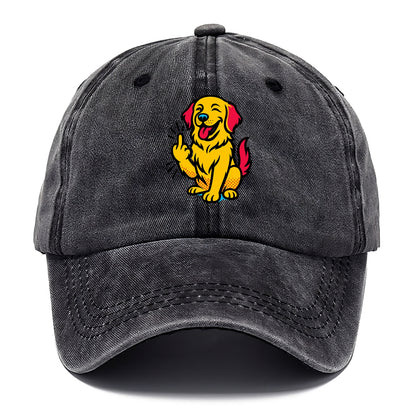 Golden Retriever with happy smile and golden coat, fluffy paw raised - Classic Cap - Graphite