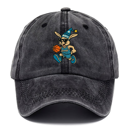 Orlando Rabbit wearing Magic blue and silver beanie with wizard hat and wayfarer - Classic Cap - Graphite