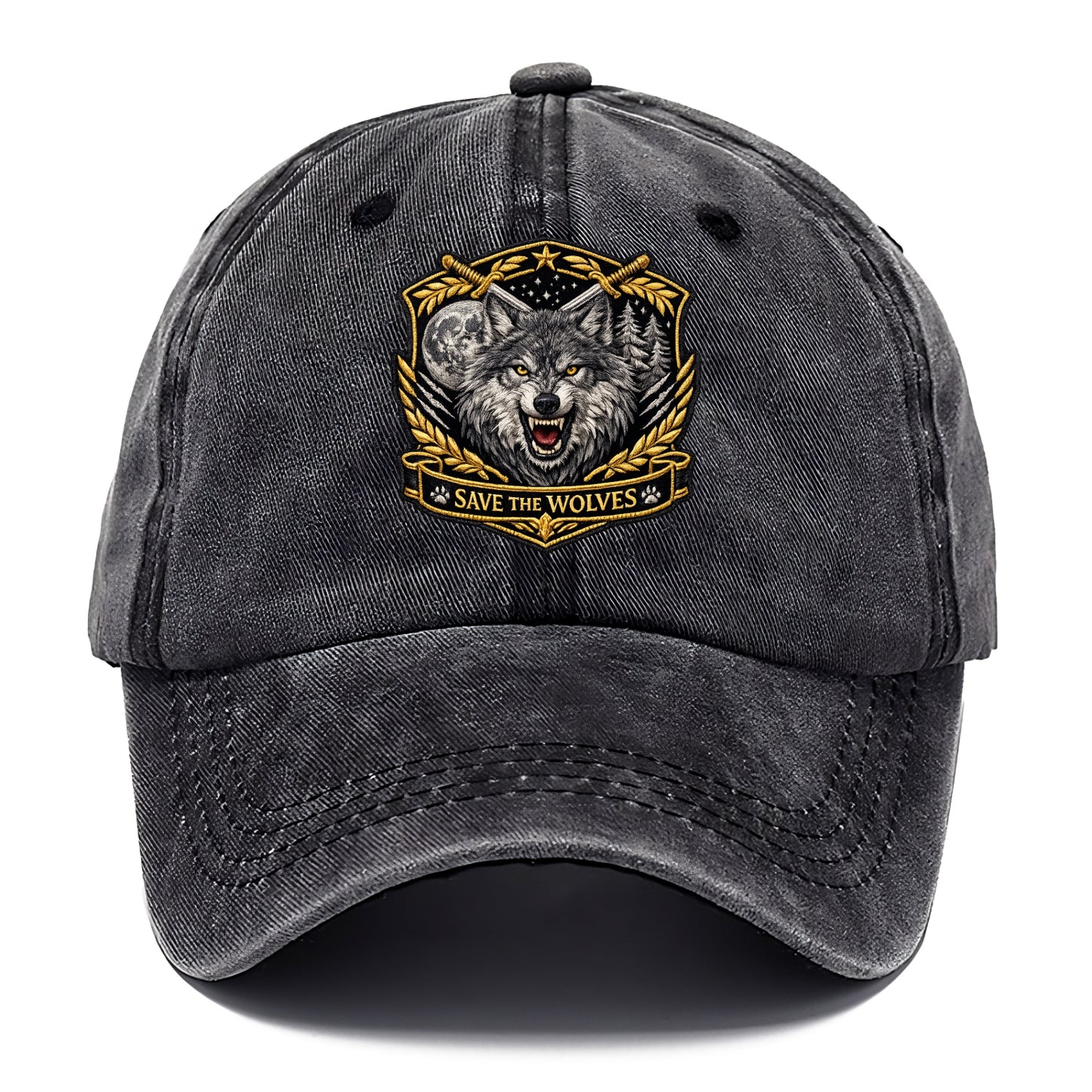 SAVE THE WOLVES - wolf moon in gray , predator protection - Classic Cap - Graphite