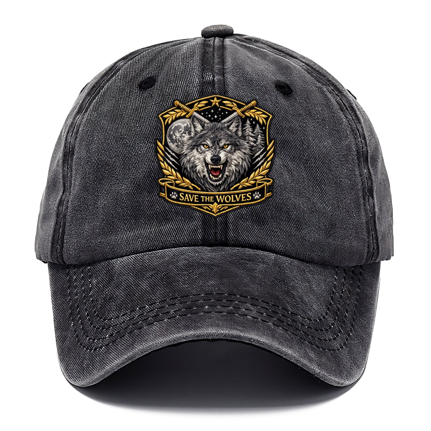 SAVE THE WOLVES - wolf moon in gray , predator protection - Classic Cap - Graphite