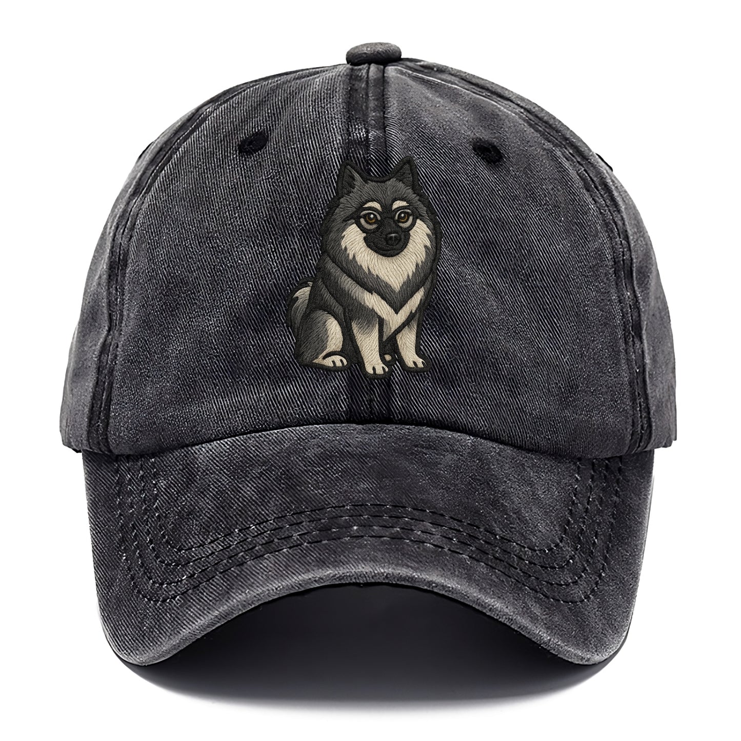 Keeshond - Gray and black spectacles embroidered design - Classic Cap - Graphite