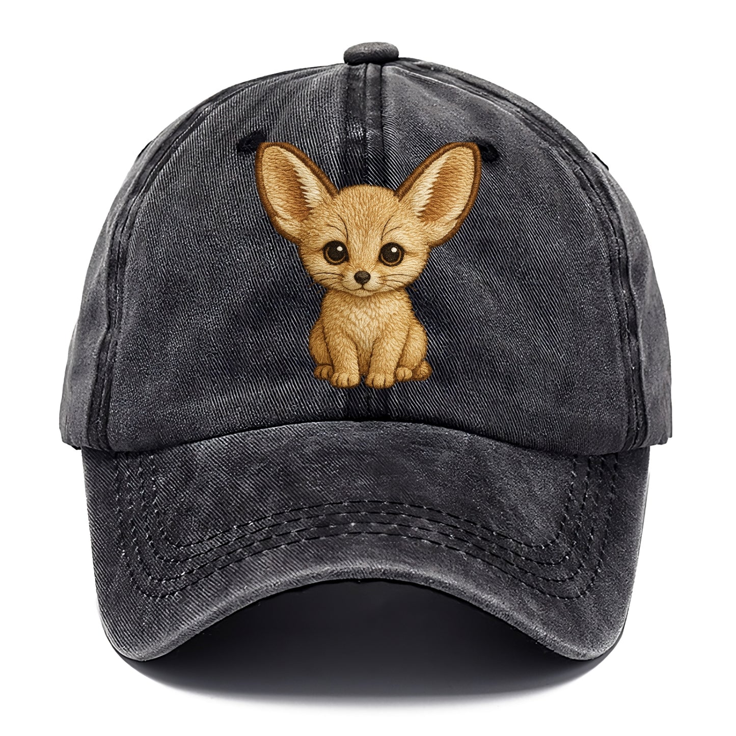Baby Fennec Fox - huge ears, cream fur, large dark eyes, front-facing, desert baby - Classic Cap - Graphite