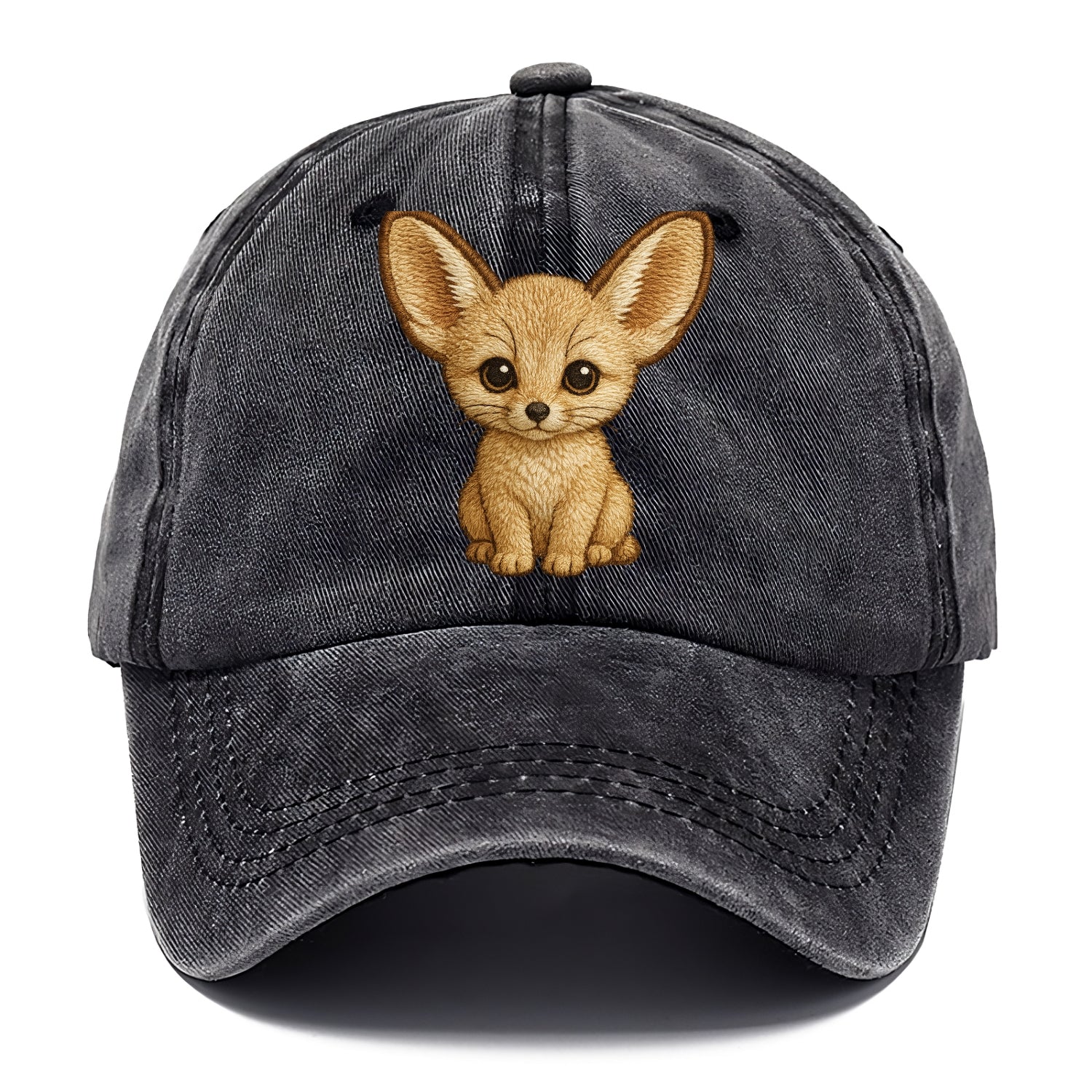 Baby Fennec Fox - huge ears, cream fur, large dark eyes, front-facing, desert baby - Classic Cap - Graphite