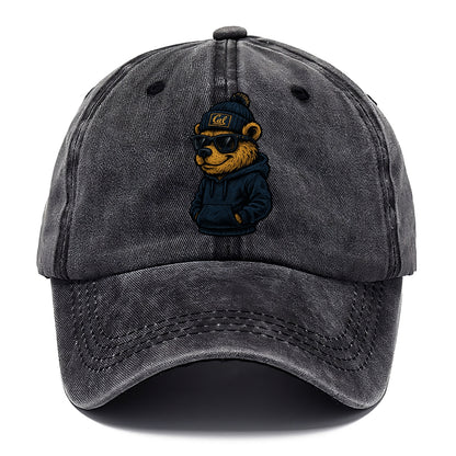 Berkeley Bear wearing Cal beanie with script patch - Classic Cap - Graphite