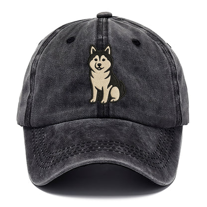 Pomsky - Pomeranian-Husky mix sitting po Classic Cap - Graphite