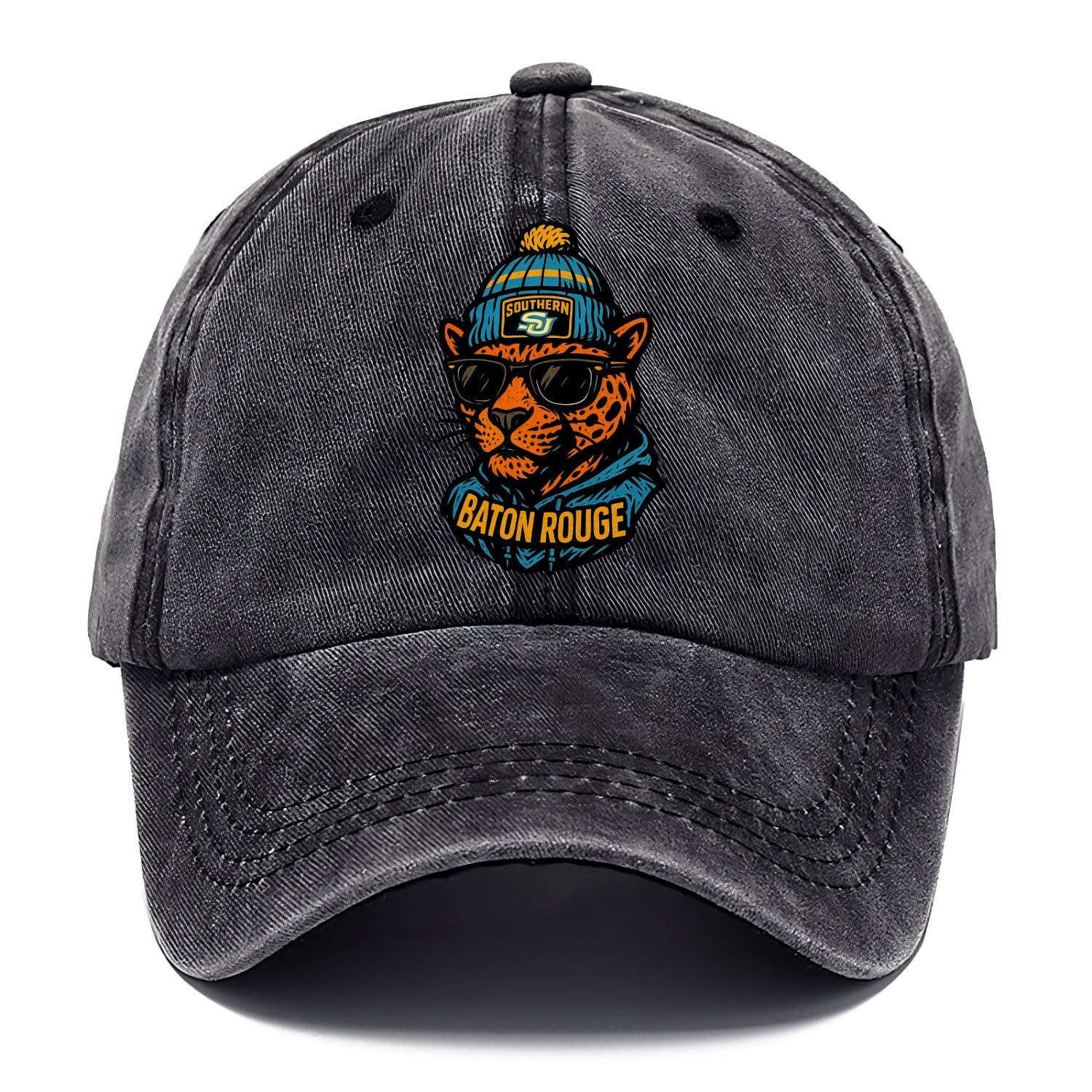 Baton Rouge Jaguar wearing Southern beanie with SU patch - Classic Cap - Graphite