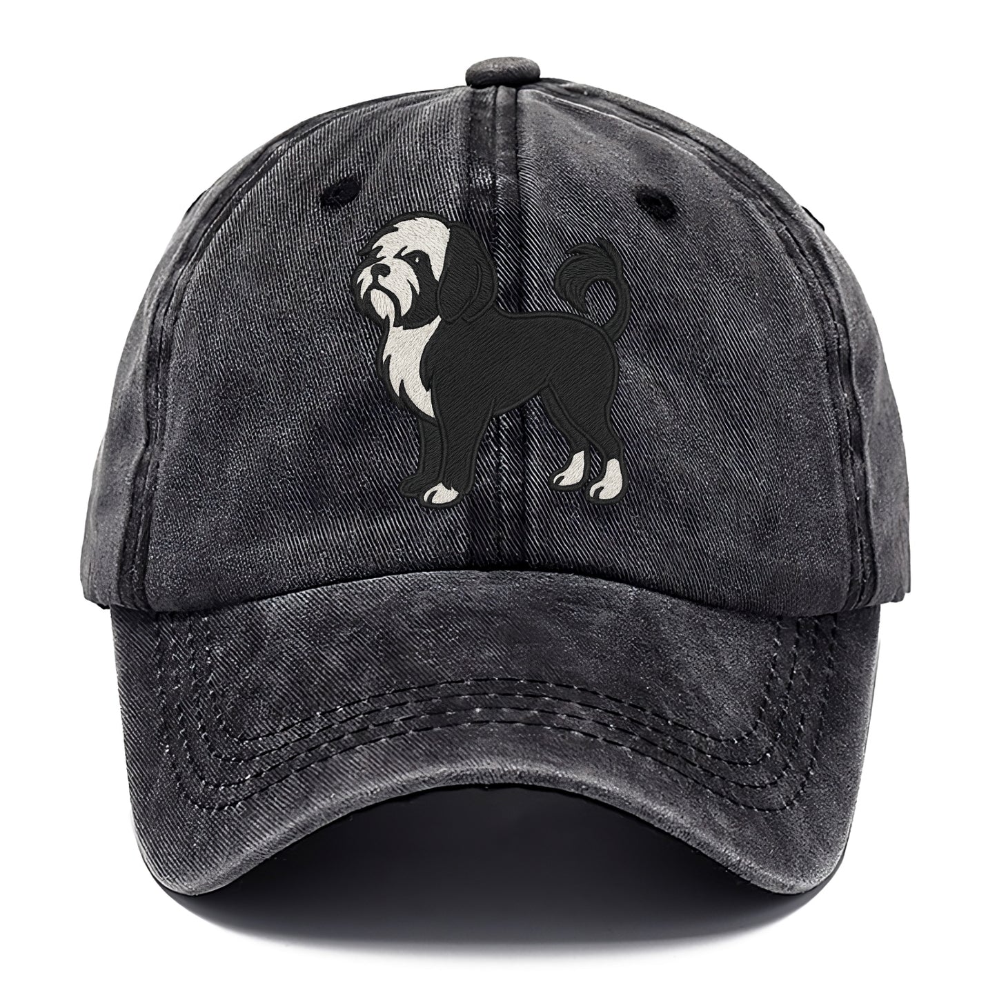 Löwchen - Black and white lion trim embr - Classic Cap - Graphite