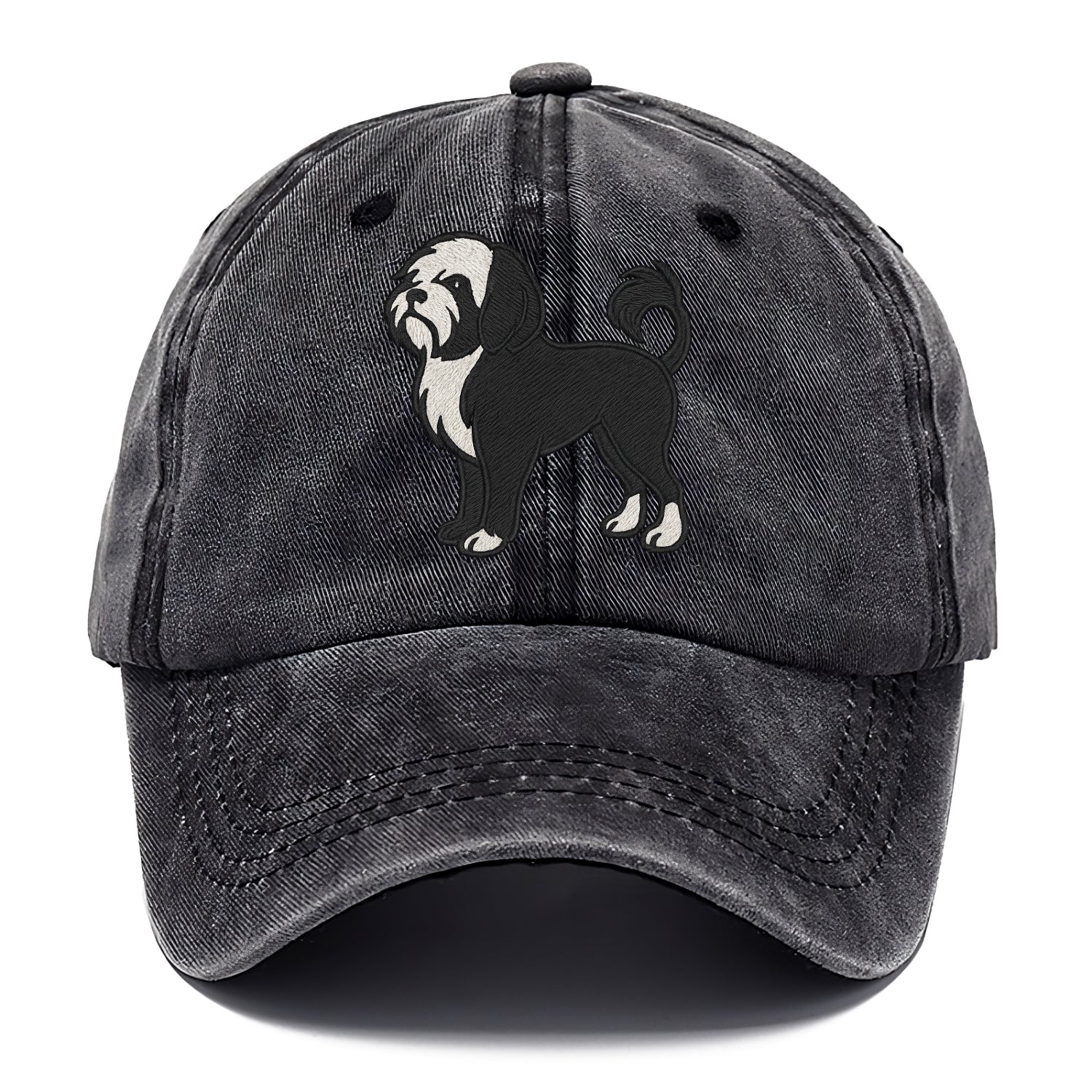 Löwchen - Black and white lion trim embr - Classic Cap - Graphite