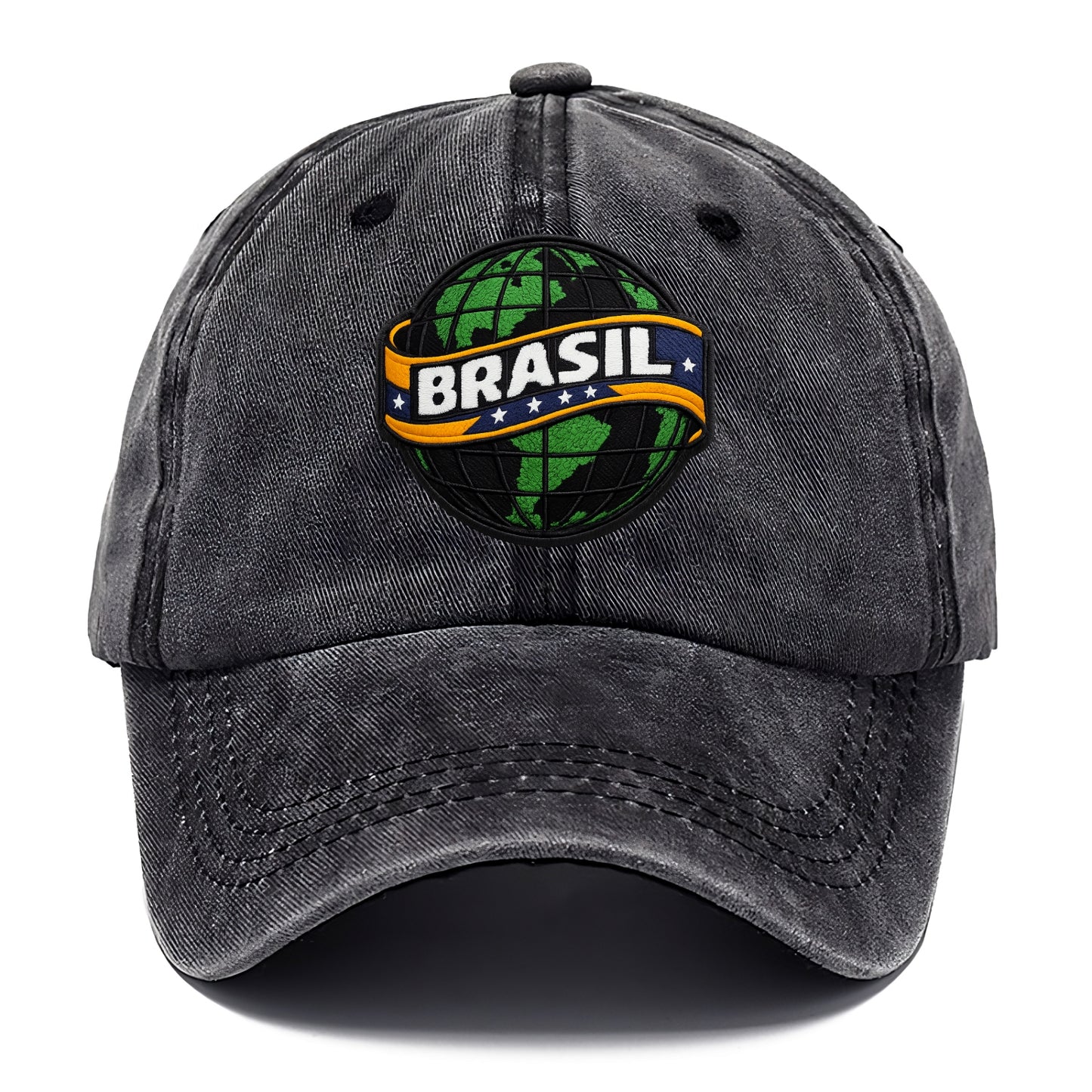 BRAZILIAN FLAG GLOBE - green globe with banner in green yellow blue , Brasil - Classic Cap - Graphite