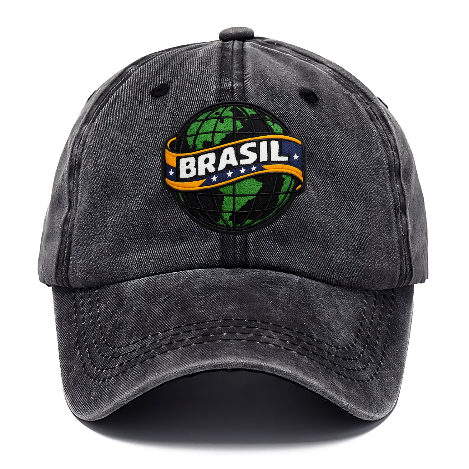BRAZILIAN FLAG GLOBE - green globe with banner in green yellow blue , Brasil - Classic Cap - Graphite