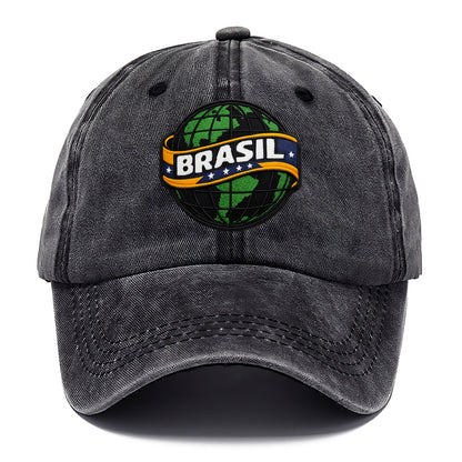 BRAZILIAN FLAG GLOBE - green globe with banner in green yellow blue , Brasil - Classic Cap - Graphite