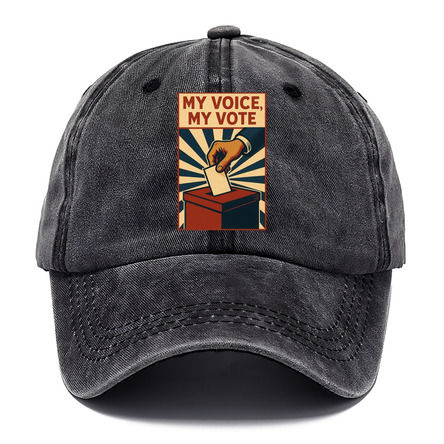 Hand dropping ballot into box with determination - "My Voice, My Vote" - individual - Classic Cap - Graphite
