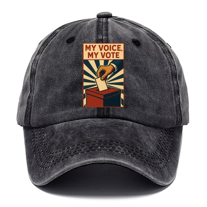 Hand dropping ballot into box with determination - "My Voice, My Vote" - individual - Classic Cap - Graphite