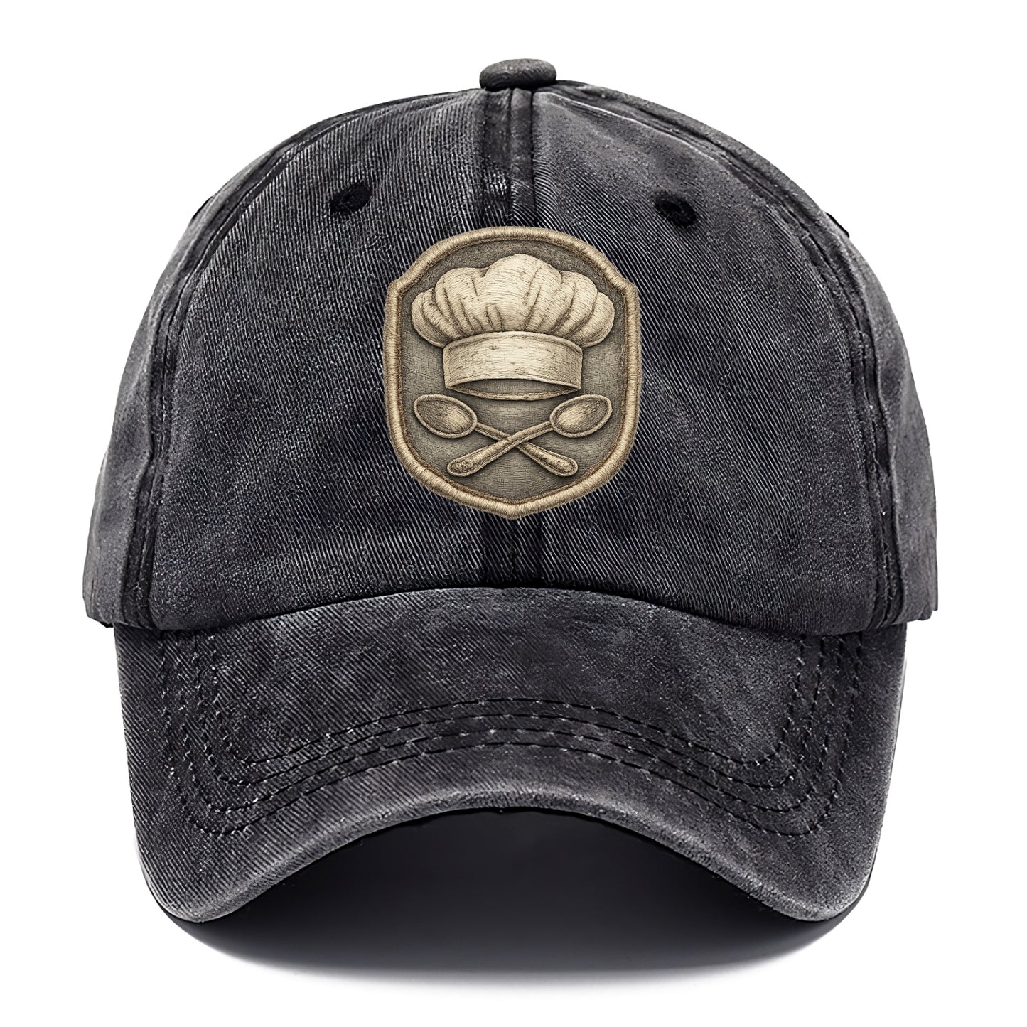 Embroidered patch design - COOKING CHEF HAT - toque blanche with crossed spoons in - Classic Cap - Graphite
