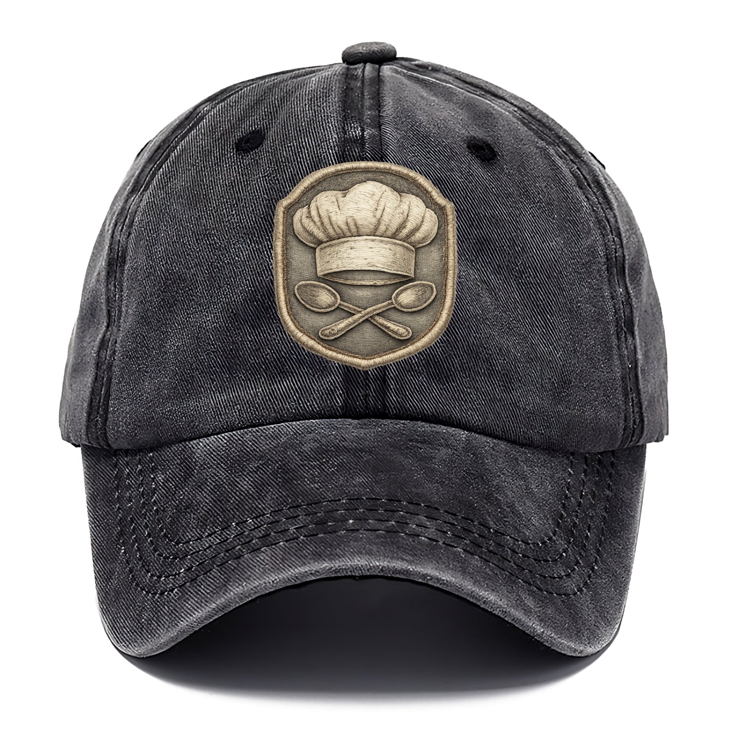 Embroidered patch design - COOKING CHEF HAT - toque blanche with crossed spoons in - Classic Cap - Graphite