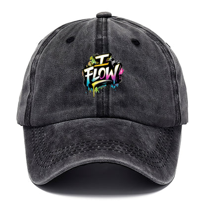 Bold typography design - "I FLOW" - going with life, easy movement - Classic Cap - Graphite