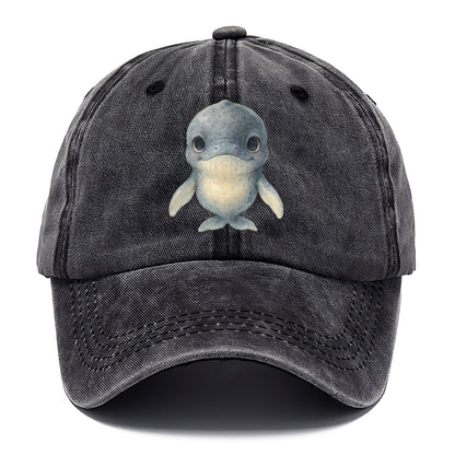 Baby Humpback Whale - dark gray with white flippers, large gentle eyes, front-facing, - Classic Cap - Graphite