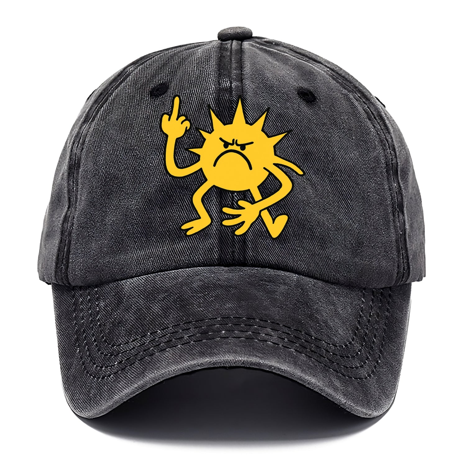 MORNINGS ARE PUNISHMENT | Grumpy sun with middle finger - Classic Cap - Graphite