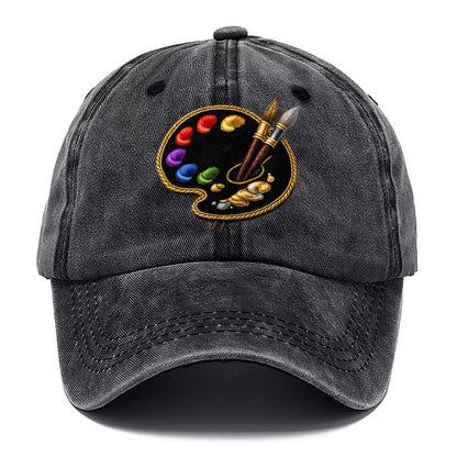 Embroidered patch design - PAINT PALETTE - artist palette with brushes in rainbow and - Classic Cap - Graphite