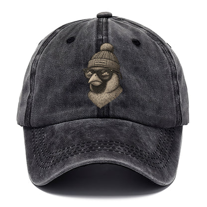 Virginia Cardinal wearing Richmond beanie with pom pom and wayfarer sunglasses - Classic Cap - Graphite