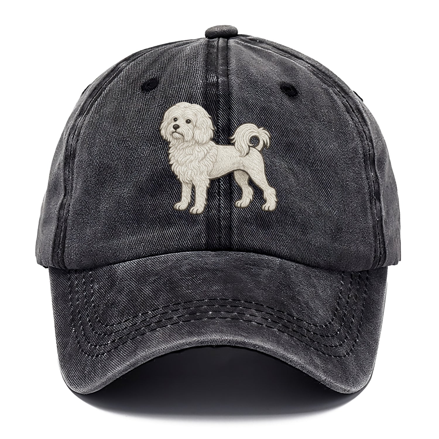 Löwchen - Little Lion Dog white embroidered pose - Classic Cap - Graphite