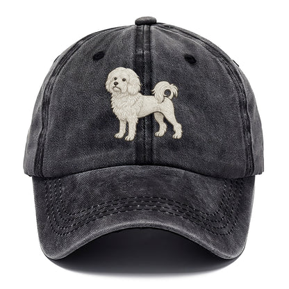 Löwchen - Little Lion Dog white embroidered pose - Classic Cap - Graphite