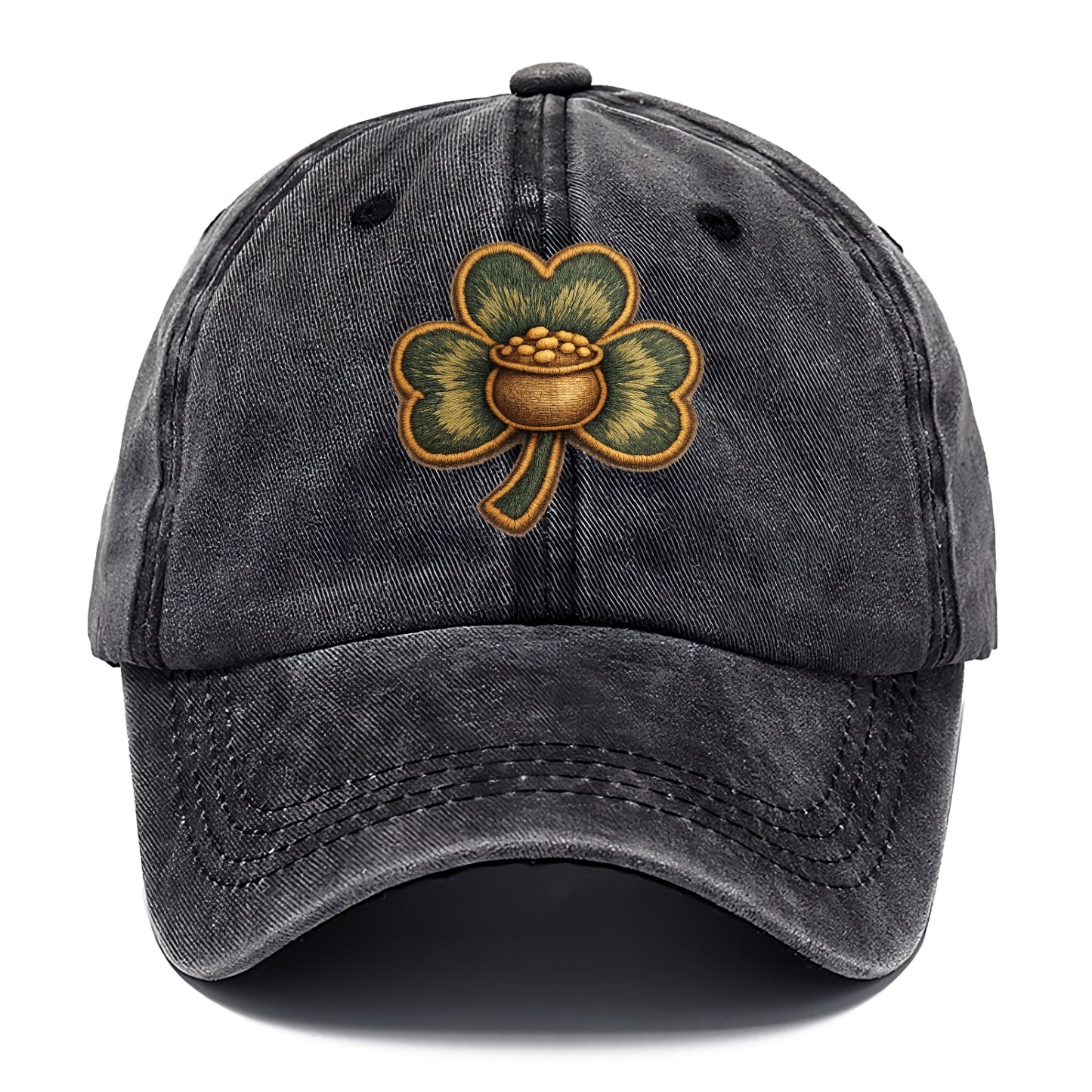 ST PATRICKS CLOVER - lucky clover with gold in green and gold , Irish luck - Classic Cap - Graphite