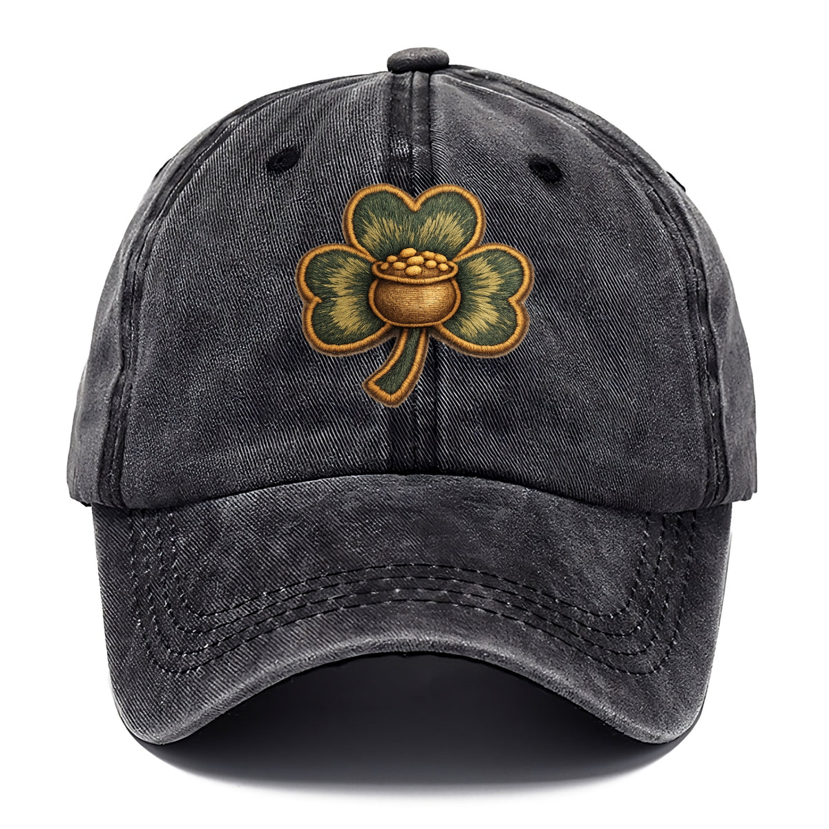 ST PATRICKS CLOVER - lucky clover with gold in green and gold , Irish luck - Classic Cap - Graphite