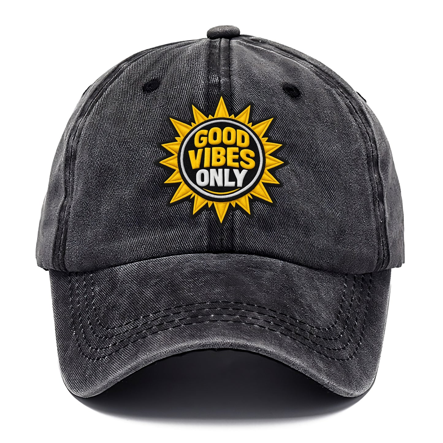 GOOD VIBES ONLY - sun with text in yellow , positive energy - Classic Cap - Graphite